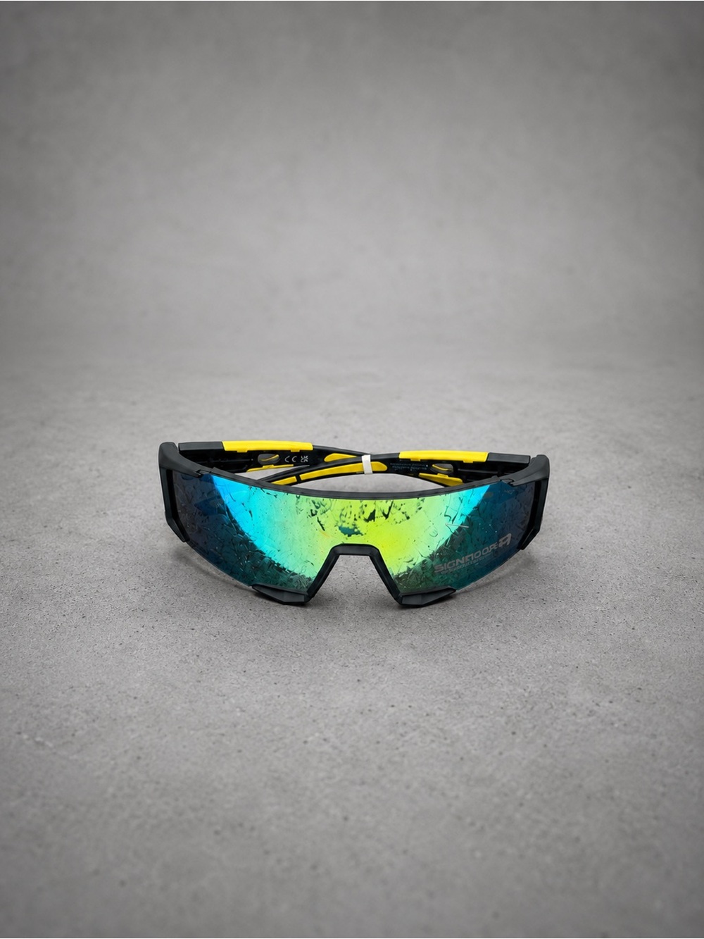 Sport Shield Sunglasses with Blue-Green Mirrored Lens